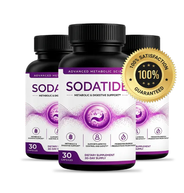 Sodatide bottles with 100% satisfaction guarantee seal